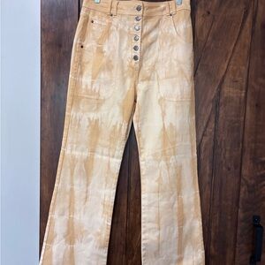 Stunning Ulla Johnson Women's Wide Leg Mustard Yellow Tie Dye Jeans Size 8 NWOT